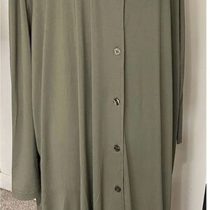 Olive Green Button-Up Shirt Dress Plus